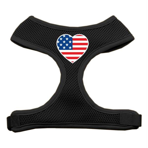 Unconditional Love Heart Flag USA Screen Print Soft Mesh Harness Black Extra Large UN819517